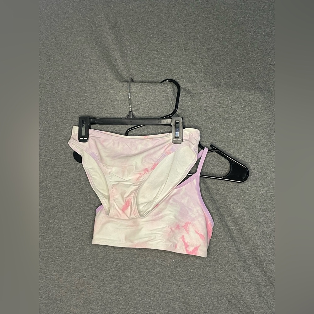 Pink and purple tie-dye swimsuit